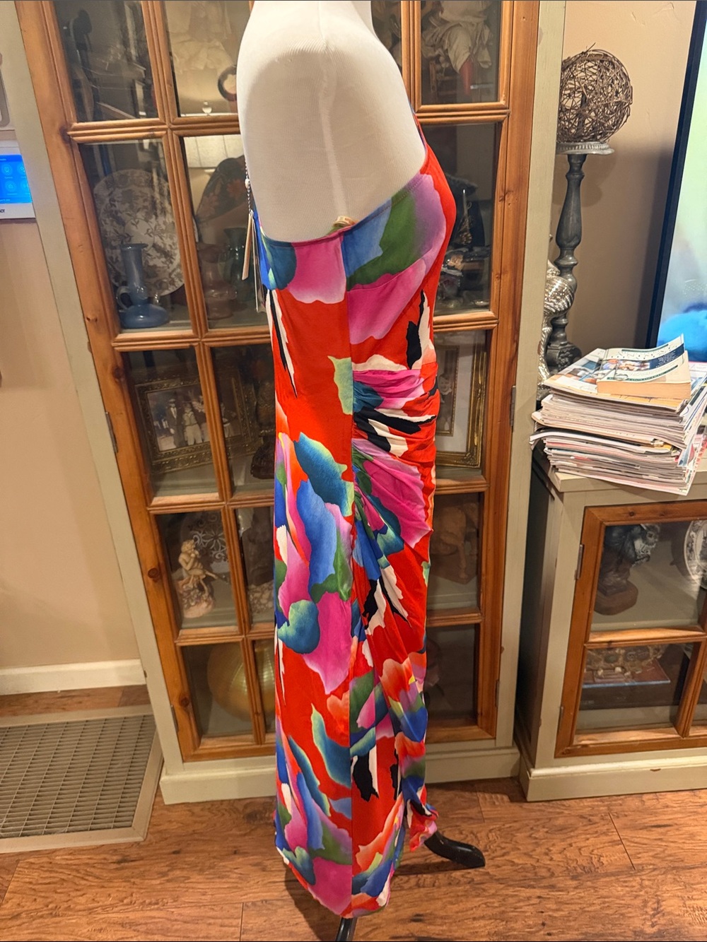 Vibrant Farm Rio Red One-Shoulder Floral Maxi Dress - Picture 3 of 9